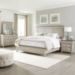 King Panel Bed, Dresser & Mirror, Night Stand