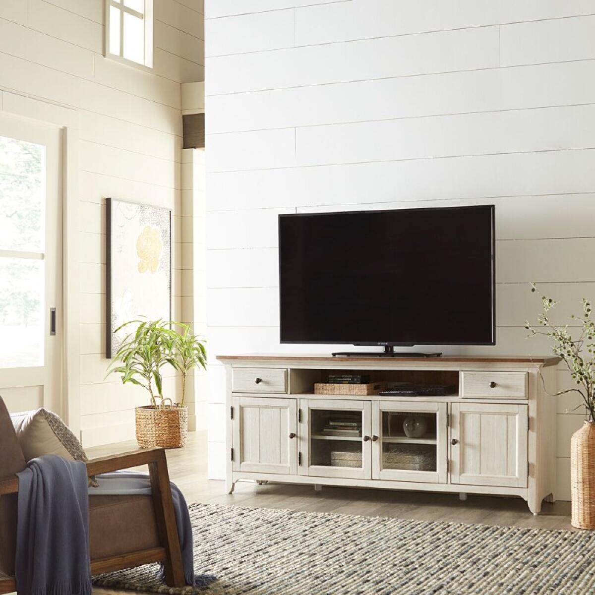 fbadb27796c9ce10541e6bbe10627a68 Farmhouse Reimagined Entertainment TV Stand - Image 1