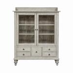 Whitney Display Cabinet Dining Storage Antique Linen w/ Weathered Gray 18