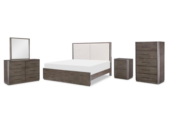 Complete Uph Panel Bed, Queen 5/0, Mirror, Dresser, Nightstand Bedroom Sets Bedroom Sets