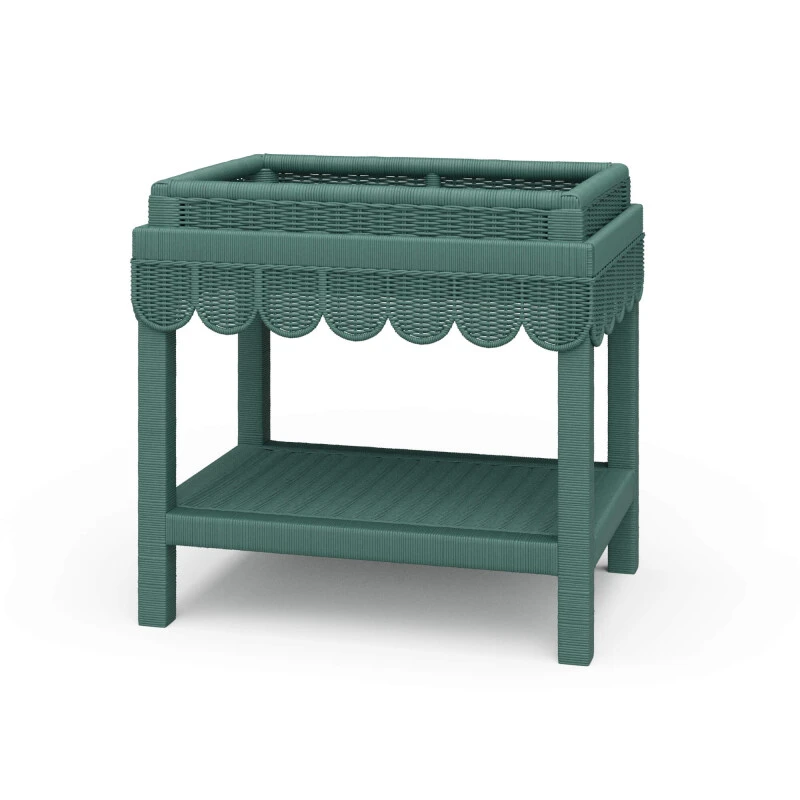 fdf94915feb7c12fd654a308315f999a Scallop Rattan Side Table W/ Tray - Image 1