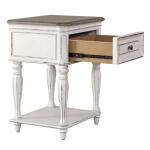 Magnolia Manor Leg Night Stand Nightstands Antique White & Weathered Bark 20