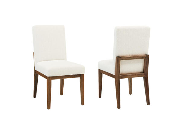 Crafted Cherry Dining by Ben & Erin Napier UPH SIDE CHAIR WHITE FABRIC Chairs & Benches Brown