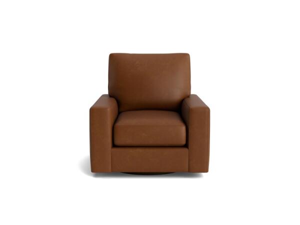 True Custom™ True CustomÂ® Leather Large Track Arm Swivel Chair Chairs Bassett Furniture