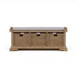 Homestead Bench W/ Rattan Baskets