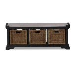 Homestead Bench W/ Rattan Baskets - Image 6