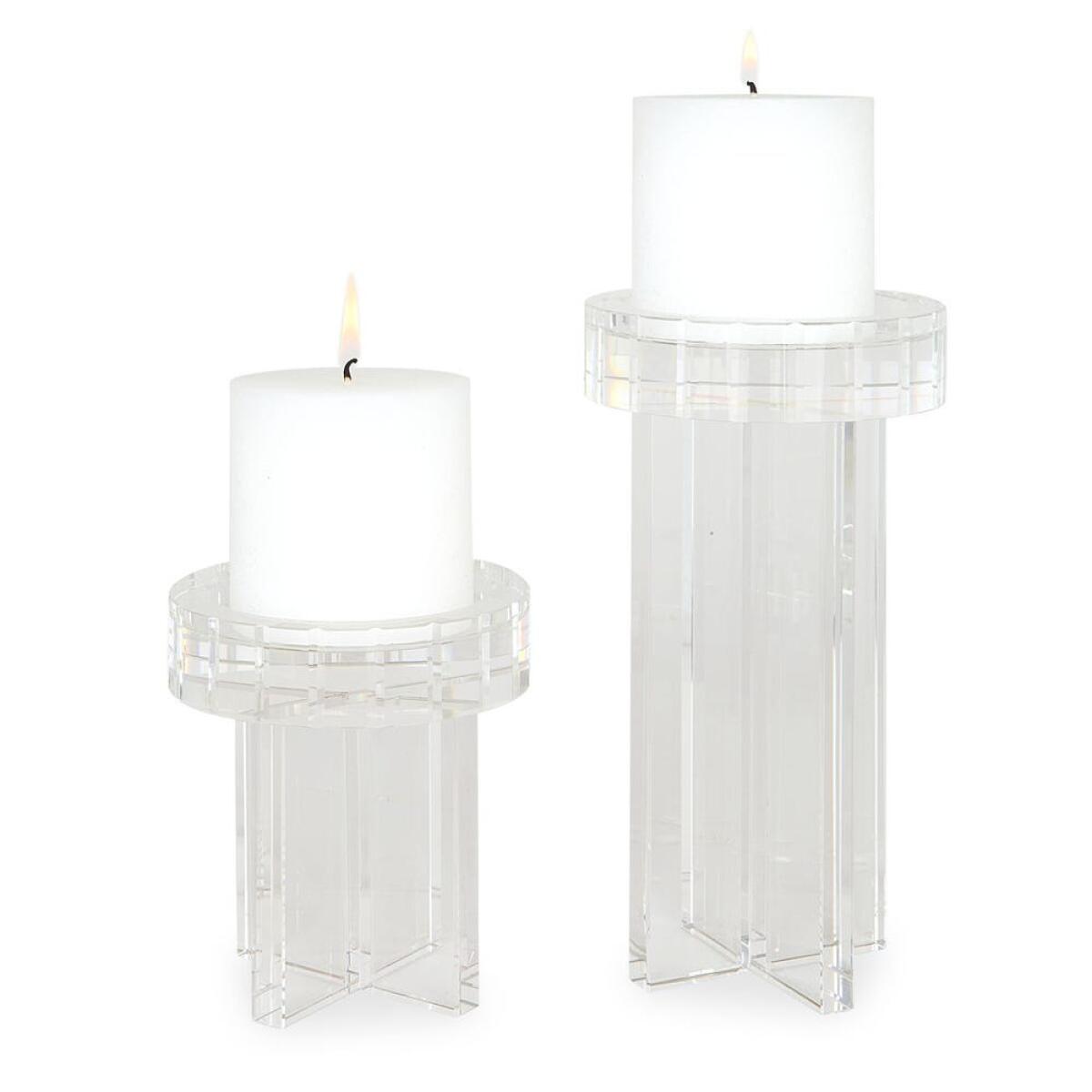 Crystal Pillar Candleholders, S/2 Accessories Accessories 2 Crystal Pillar Candleholders, S/2 Accessories Accessories 2