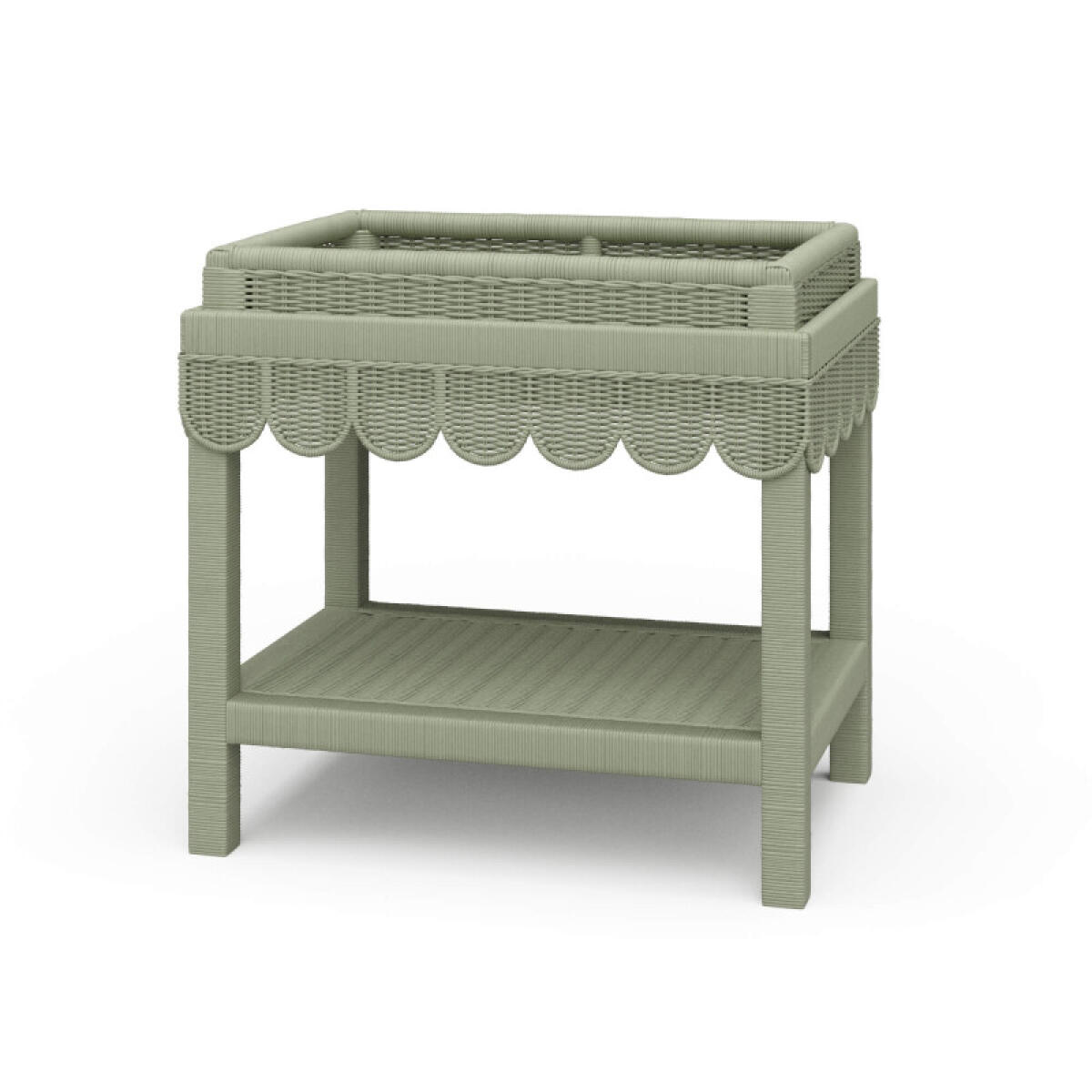 ffb92a7427f836aa36a8b52877f70eba Scallop Rattan Side Table W/ Tray - Image 1