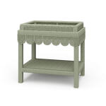 Scallop Rattan Side Table W/ Tray