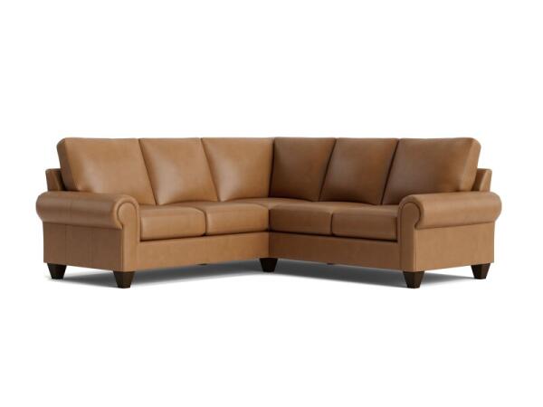 True Custom™ True CustomÂ® Leather Large Panel Arm L-Shaped Sectional Sectionals Bassett Furniture