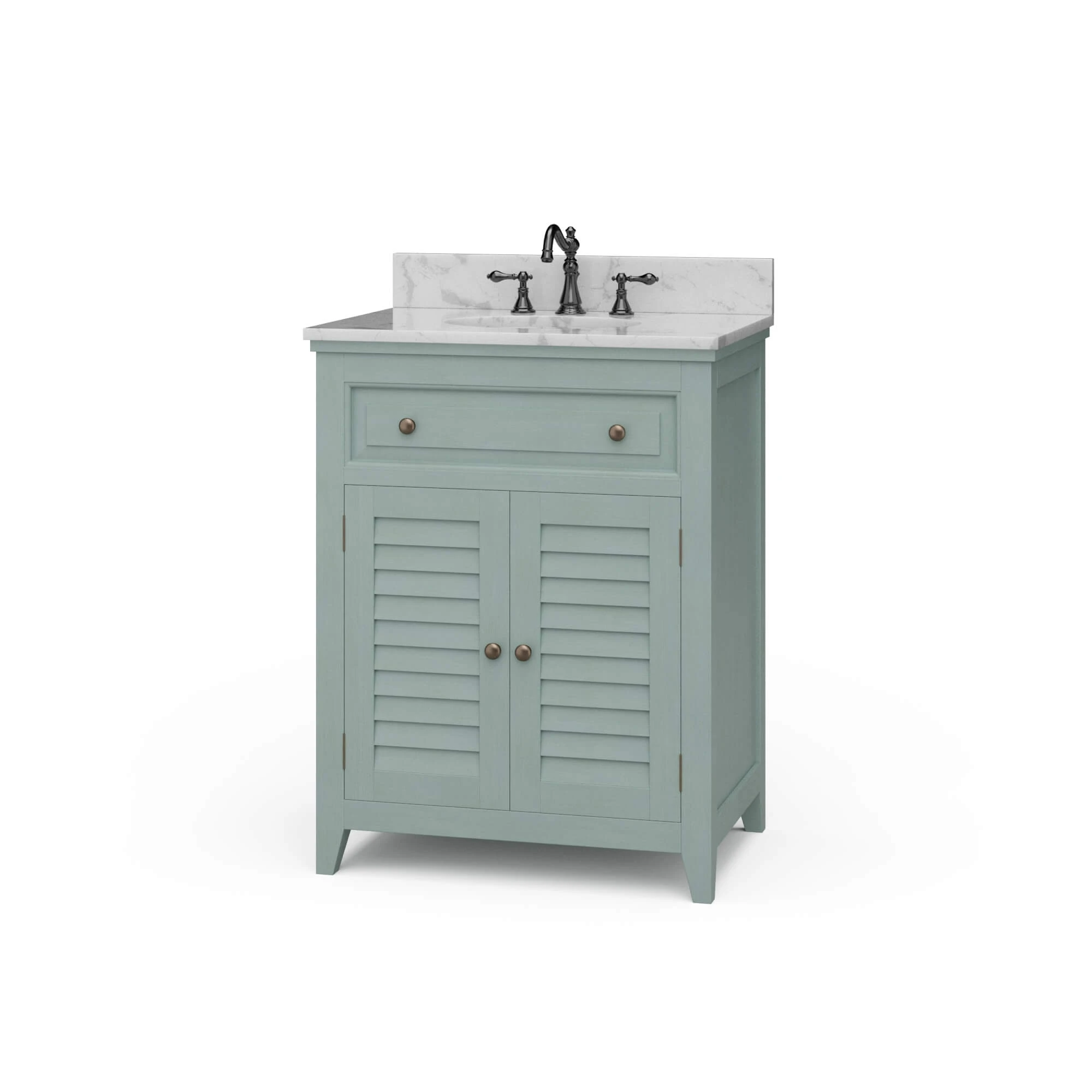 03f7026fd00f1cc5c65a80ff5e0bdfef Shutter Vanity W/ Sink & Marble Top - Image 1