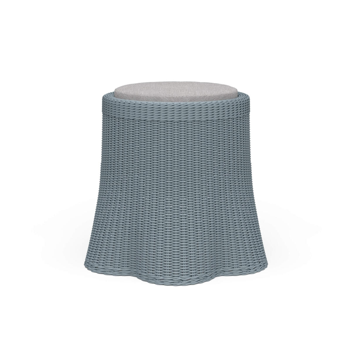 Newport Rattan Round Small Ottoman W/ Cushion Ottomans & Poufs Blue 2 Newport Rattan Round Small Ottoman W/ Cushion Ottomans & Poufs Blue 2