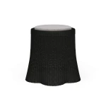Newport Rattan Round Small Ottoman W/ Cushion Ottomans & Poufs Black 16