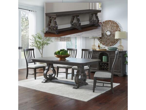 Grant Park 6 Piece Trestle Table Set Dining Sets Brown