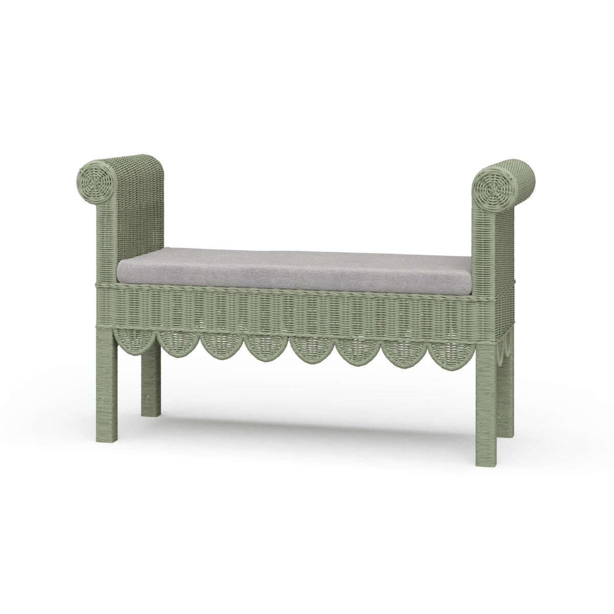 26b3268fc9021a20d529a957fe155a76 Newport Scalloped Rattan Bench - Image 1
