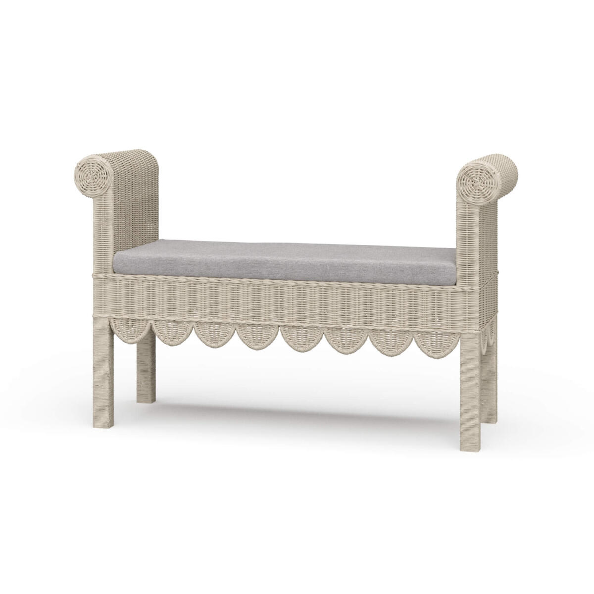 37bad9e8e5de68f75fdd5016f6a65c18 Newport Scalloped Rattan Bench - Image 1