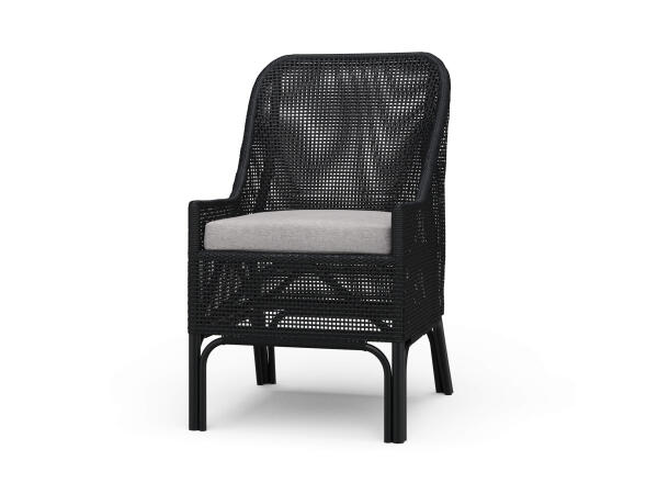 Cristo Rattan Dining Chair W/ Seat Cushion Chairs & Benches Black
