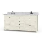 Shutter Double Vanity W/ Sink & Marble Top