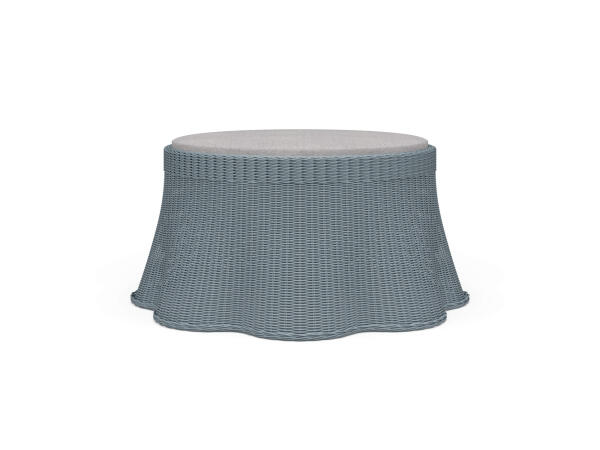 Newport Rattan Ottoman W/ Cushion Ottomans & Poufs Blue