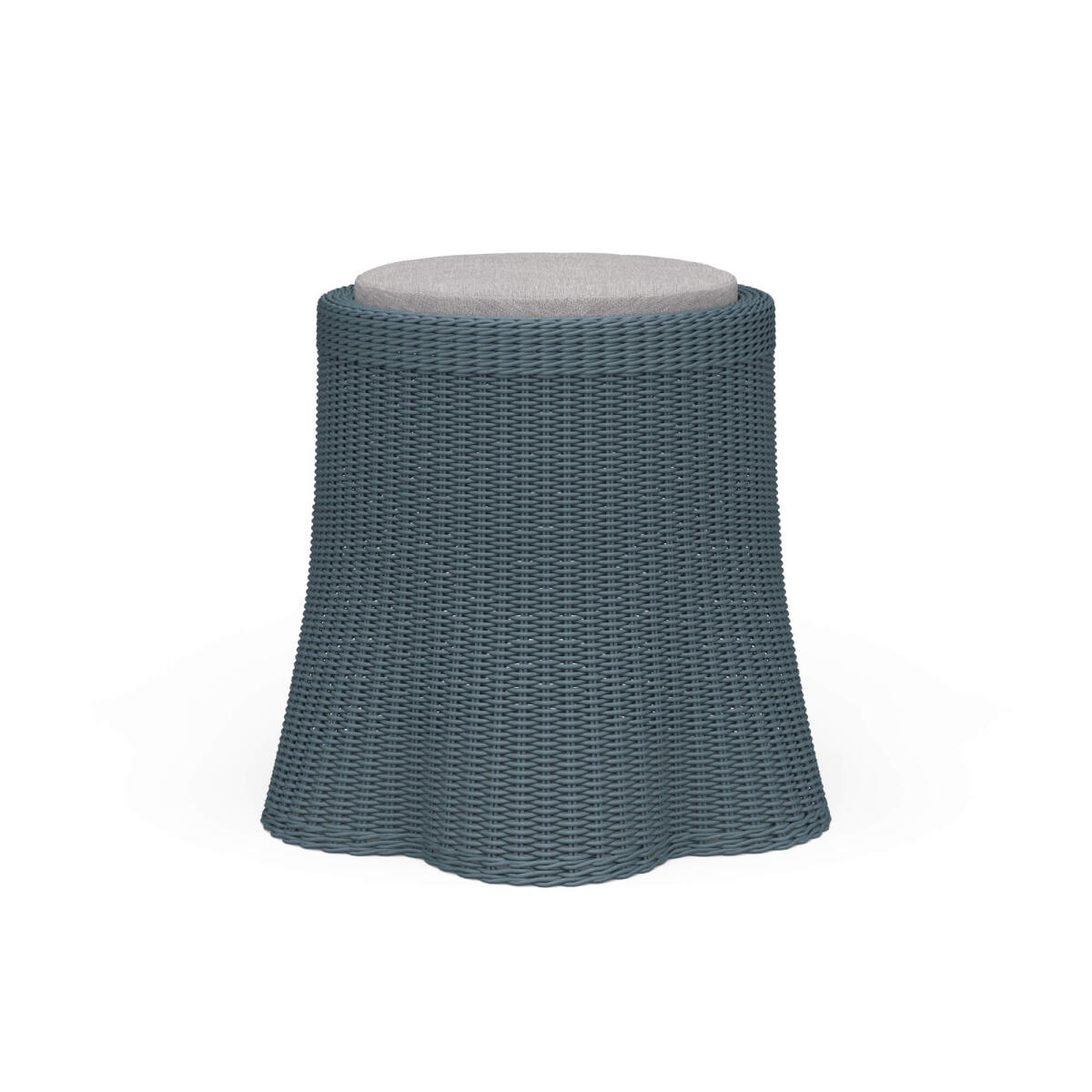5b56e0c9b92b7adadc0062f00b236380 Newport Rattan Round Small Ottoman W/ Cushion - Image 1