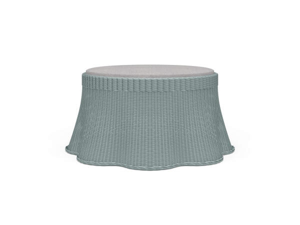 Newport Rattan Ottoman W/ Cushion Ottomans & Poufs Blue