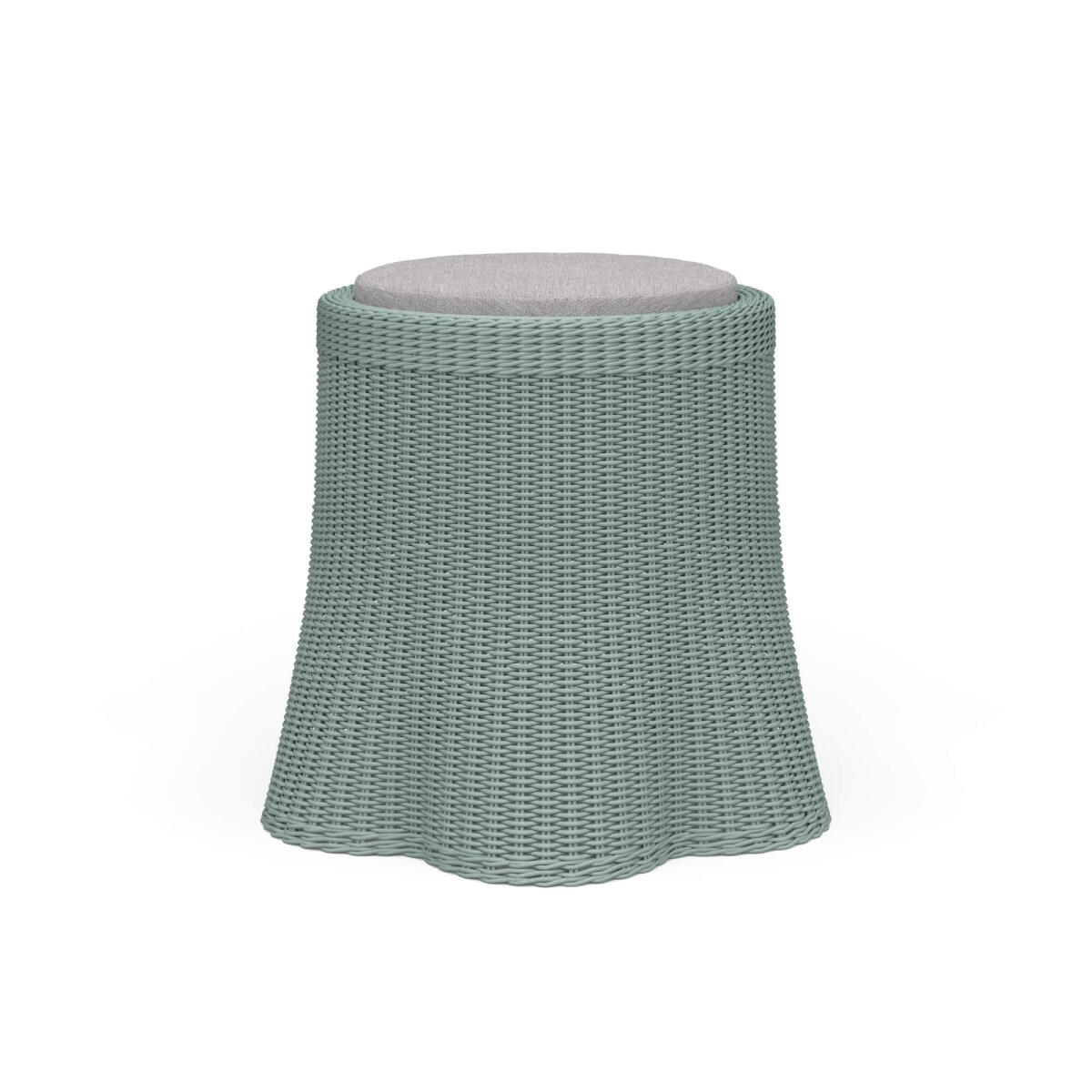 61a4e0410452e41f6314792d33c63eb1 Newport Rattan Round Small Ottoman W/ Cushion - Image 1