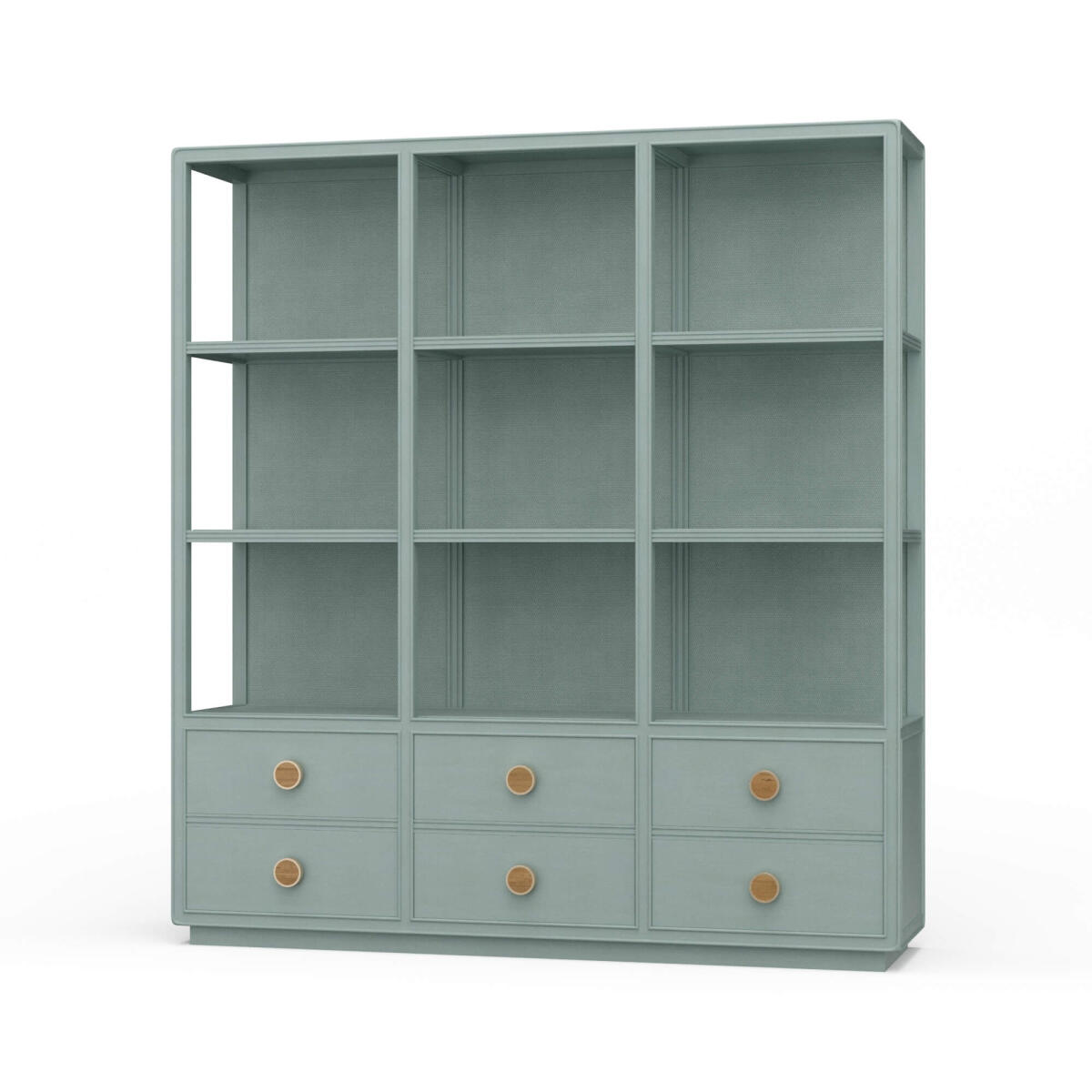 64c0c95f0f3b93c6b5e6f60e52fb778d Cohan Open Cabinet W/ 6 Drawers W/ Rattan - Image 1