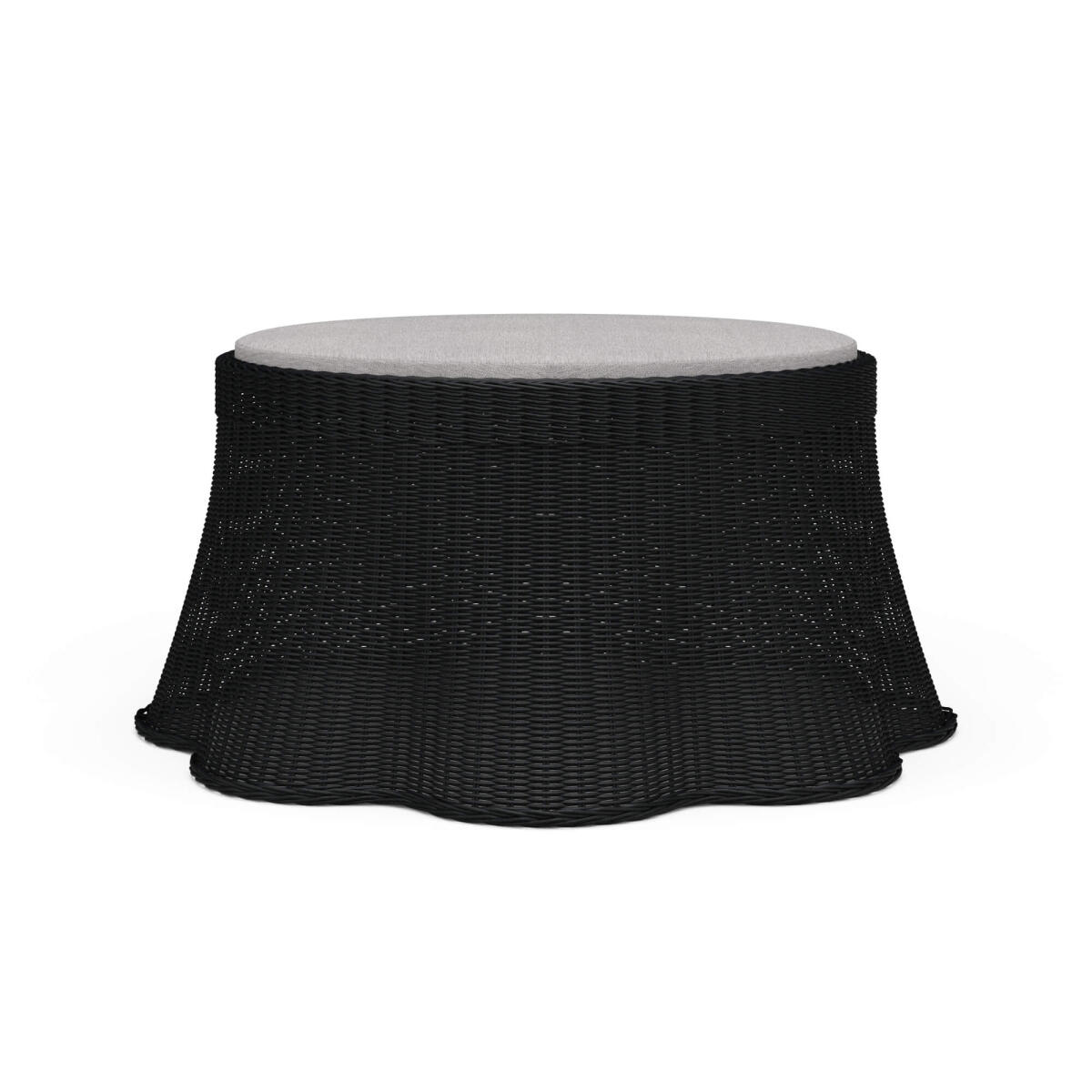 Newport Rattan Ottoman W/ Cushion Ottomans & Poufs Black 2 Newport Rattan Ottoman W/ Cushion Ottomans & Poufs Black 2