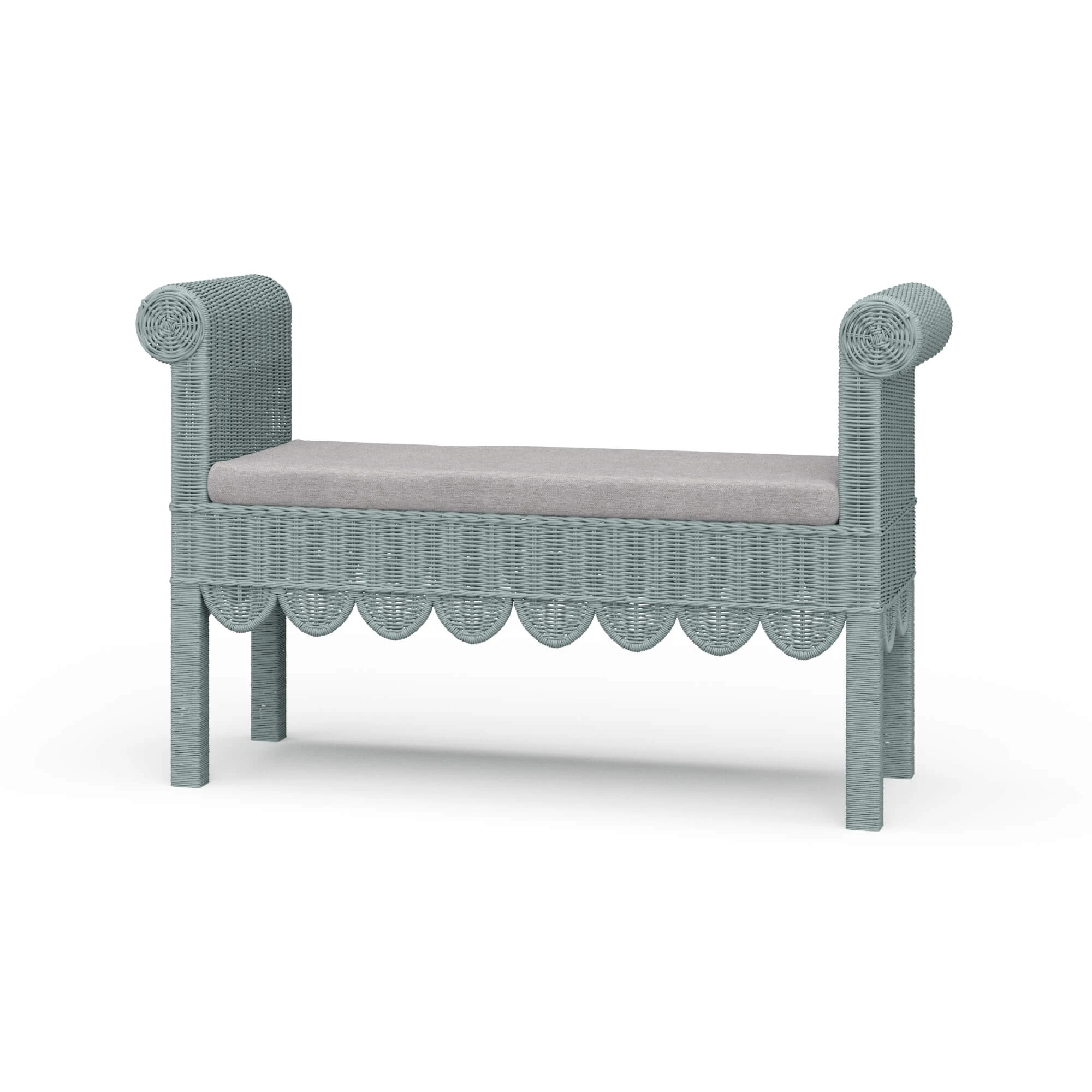 77e79d46fd6107a77ceb106f0806da21 Newport Scalloped Rattan Bench - Image 1