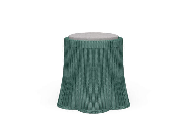 Newport Rattan Round Small Ottoman W/ Cushion Ottomans & Poufs Bramble