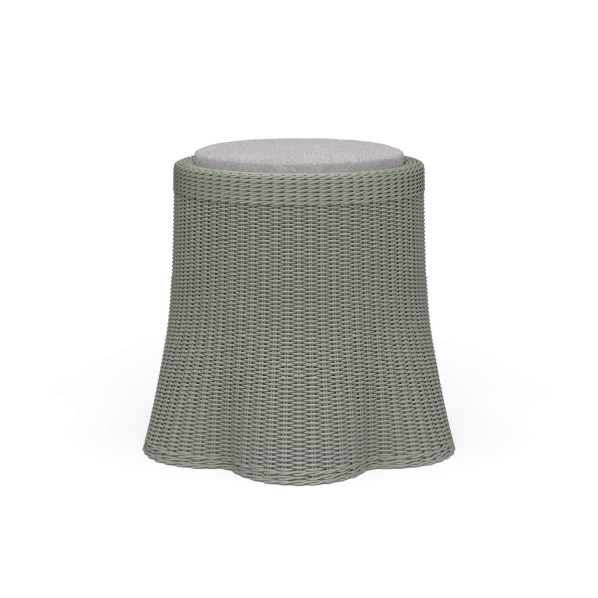 a3da2e45e259a9cab40f854bf7ef30f1 Newport Rattan Round Small Ottoman W/ Cushion - Image 1