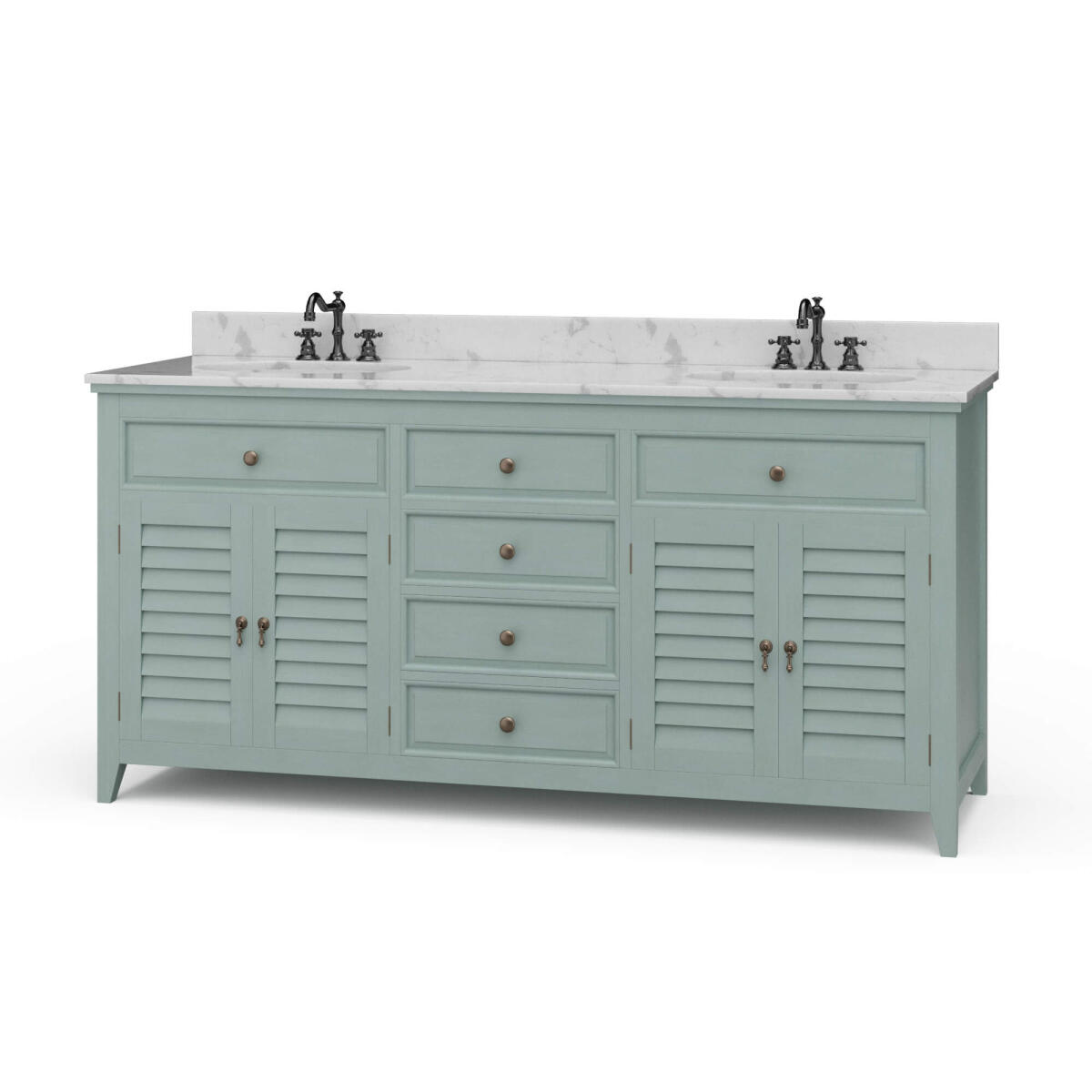 Shutter Double Vanity W/ Sink & Marble Top Accent Furniture Accent Furniture 2 Shutter Double Vanity W/ Sink & Marble Top Accent Furniture Accent Furniture 2
