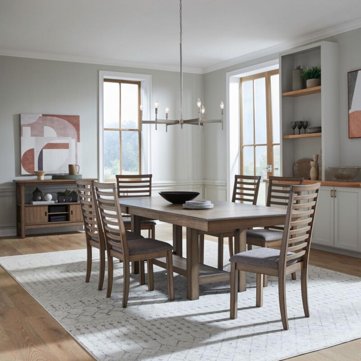 d09e2d3ca9bf168436875c0f0175e4e6 Brook Bay 7 Piece Trestle Table Set - Image 1