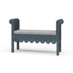 Newport Scalloped Rattan Bench