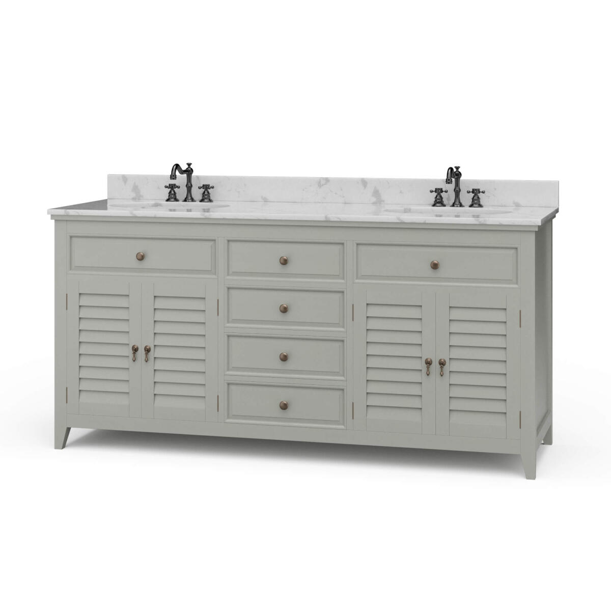 e4c5a98121ae5e49a4c6f971a97fef8a Shutter Double Vanity W/ Sink & Marble Top - Image 1