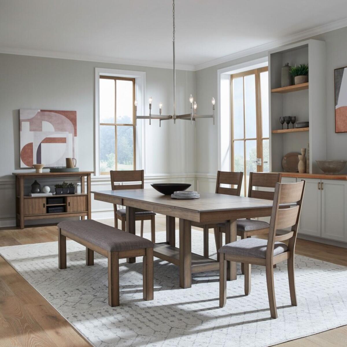 f21e977c1d37b5f29843d913cbbce478 Brook Bay Optional 6 Piece Trestle Table Set - Image 1