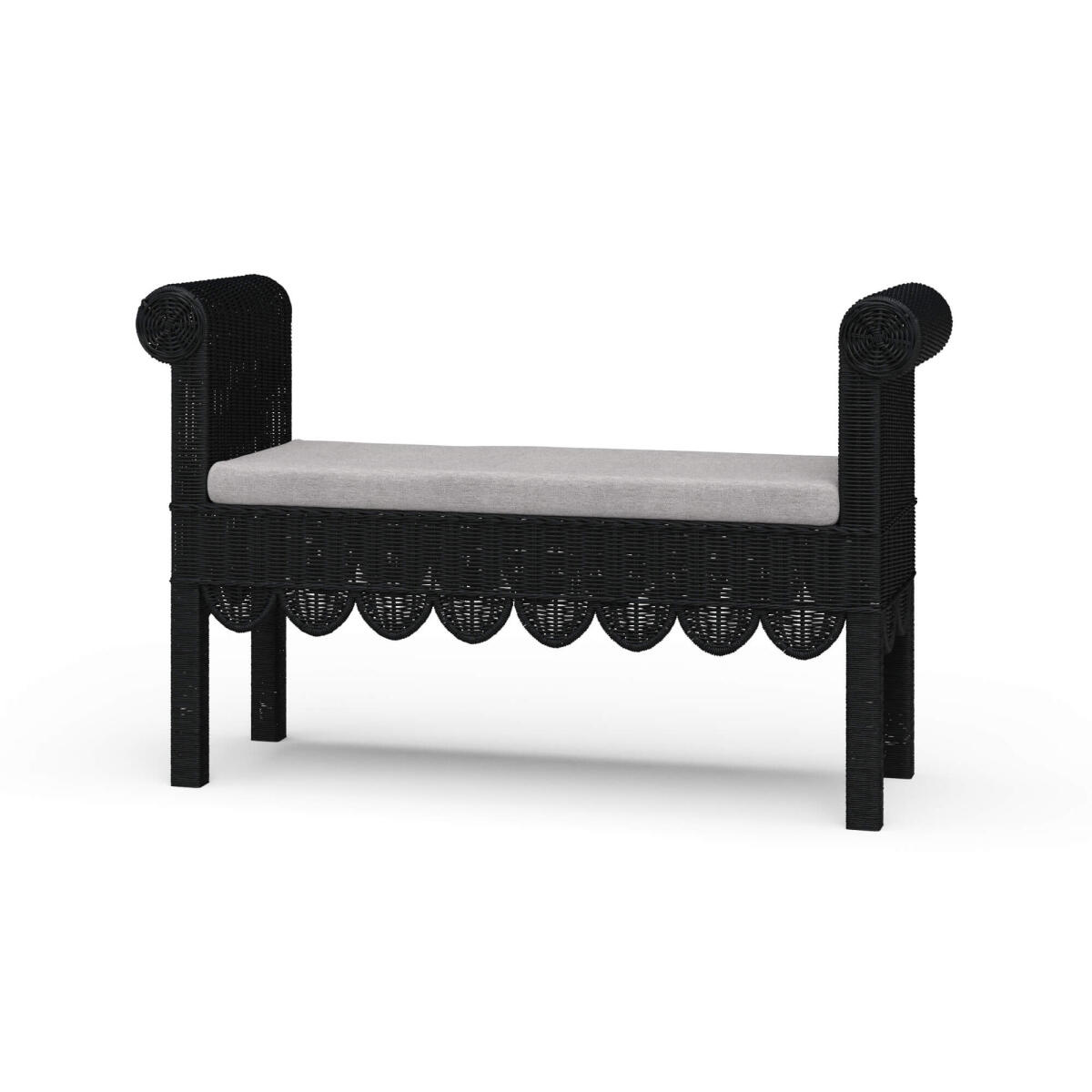 fde13deb8a31d7fafd57f3e322792f2e Newport Scalloped Rattan Bench - Image 1