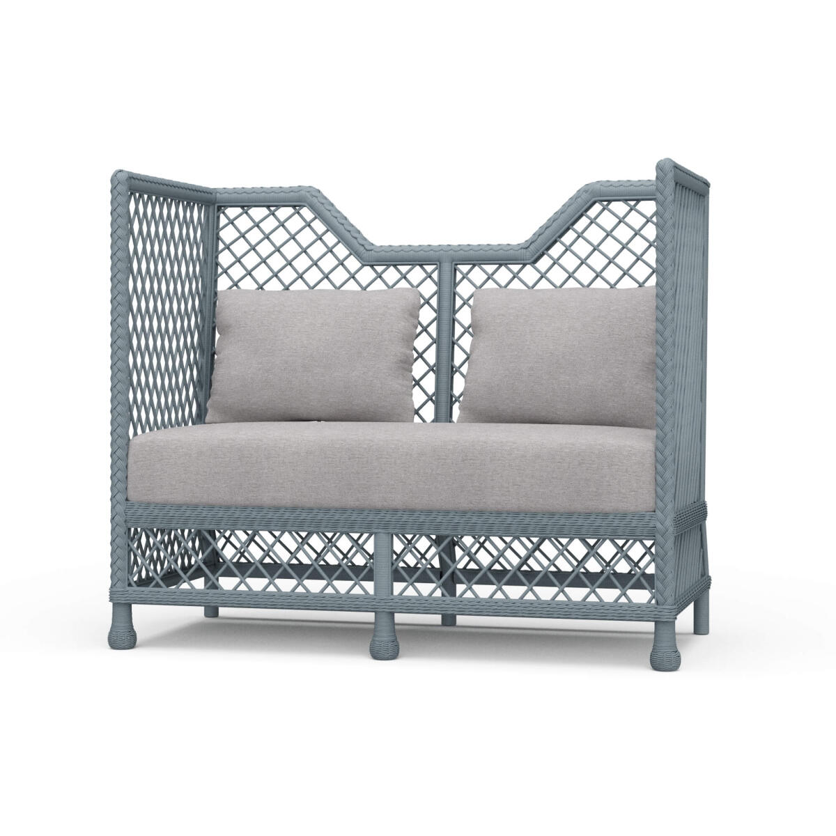 Rabana High Back Rattan Loveseat Loveseats Blue 2 Rabana High Back Rattan Loveseat Loveseats Blue 2