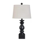 Set of 2 Black Resin Table Lamp with Shade