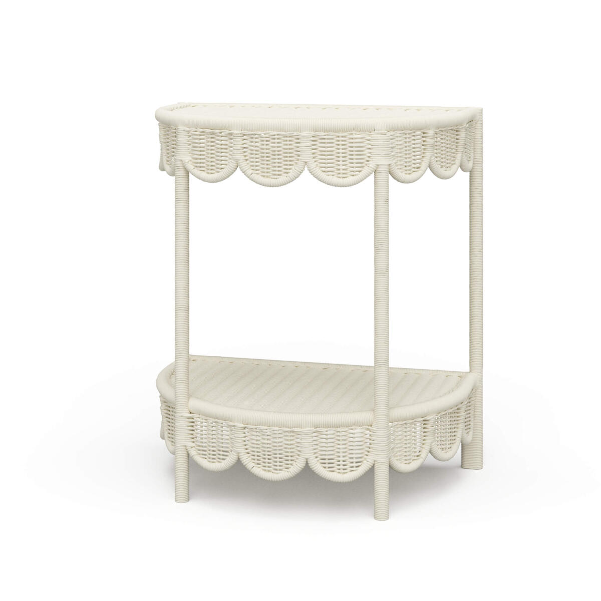 1b0aec931b38c983e5ca54737104627f Scalloped Half Round Rattan Side Table - Image 1