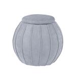 Blue Grey Chenille Storage Ottoman