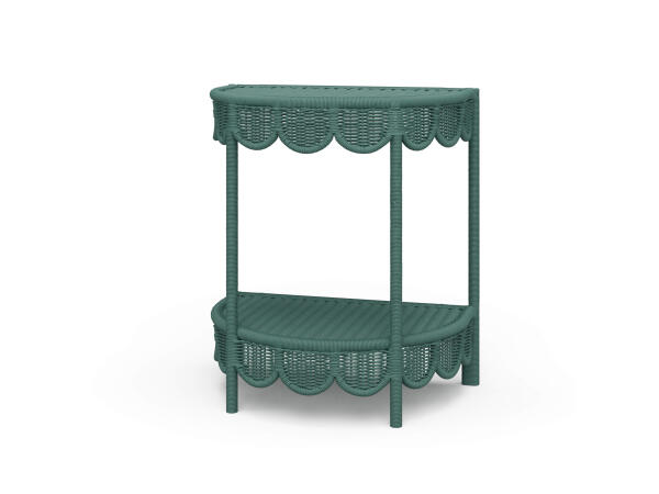 Scalloped Half Round Rattan Side Table Chairside Tables Bramble