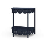 Scalloped Half Round Rattan Side Table