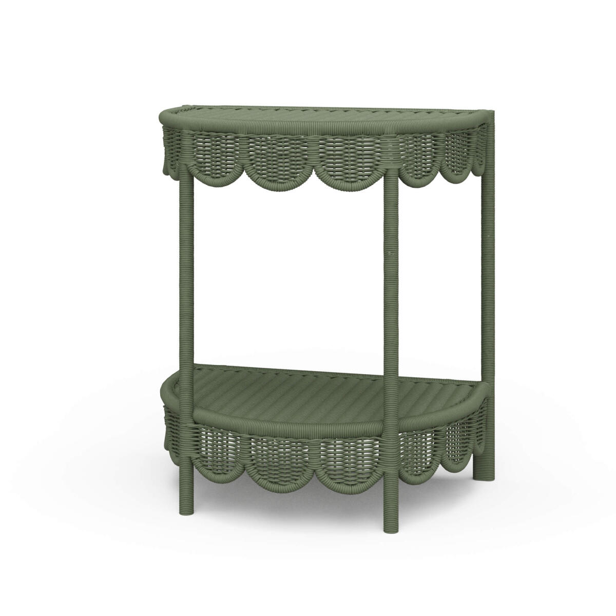 4b65c00bd0625fb15b9f04073b84b070 Scalloped Half Round Rattan Side Table - Image 1