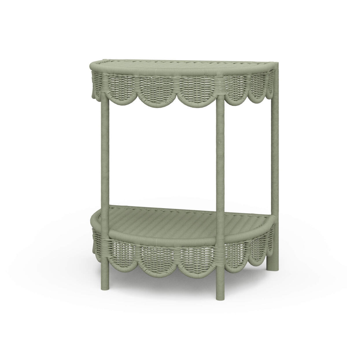 5d60c58b2b88c1a90ade271f644390b4 Scalloped Half Round Rattan Side Table - Image 1