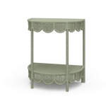 Scalloped Half Round Rattan Side Table