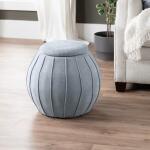 Blue Grey Chenille Storage Ottoman - Image 6