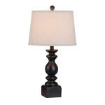 Set of 2 Black Resin Table Lamp with Shade - Image 2