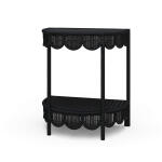 Scalloped Half Round Rattan Side Table