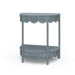 Scalloped Half Round Rattan Side Table Chairside Tables Blue 12